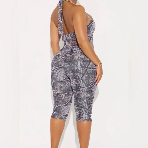 Savage Mood Mesh Capri Jumpsuit - Grey/combo - L - Picture 3 of 6